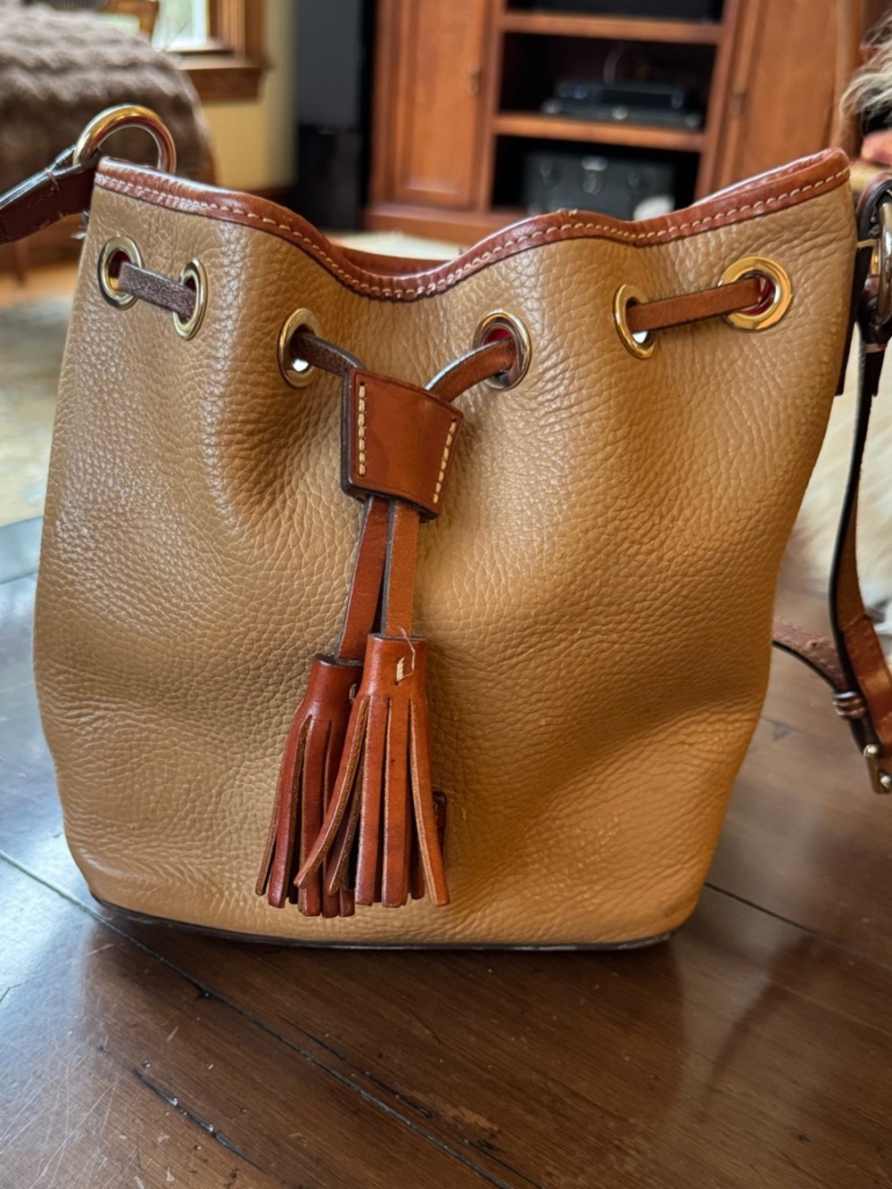 Dooney and Bourke Classic Tan  Leather Bucket Bag